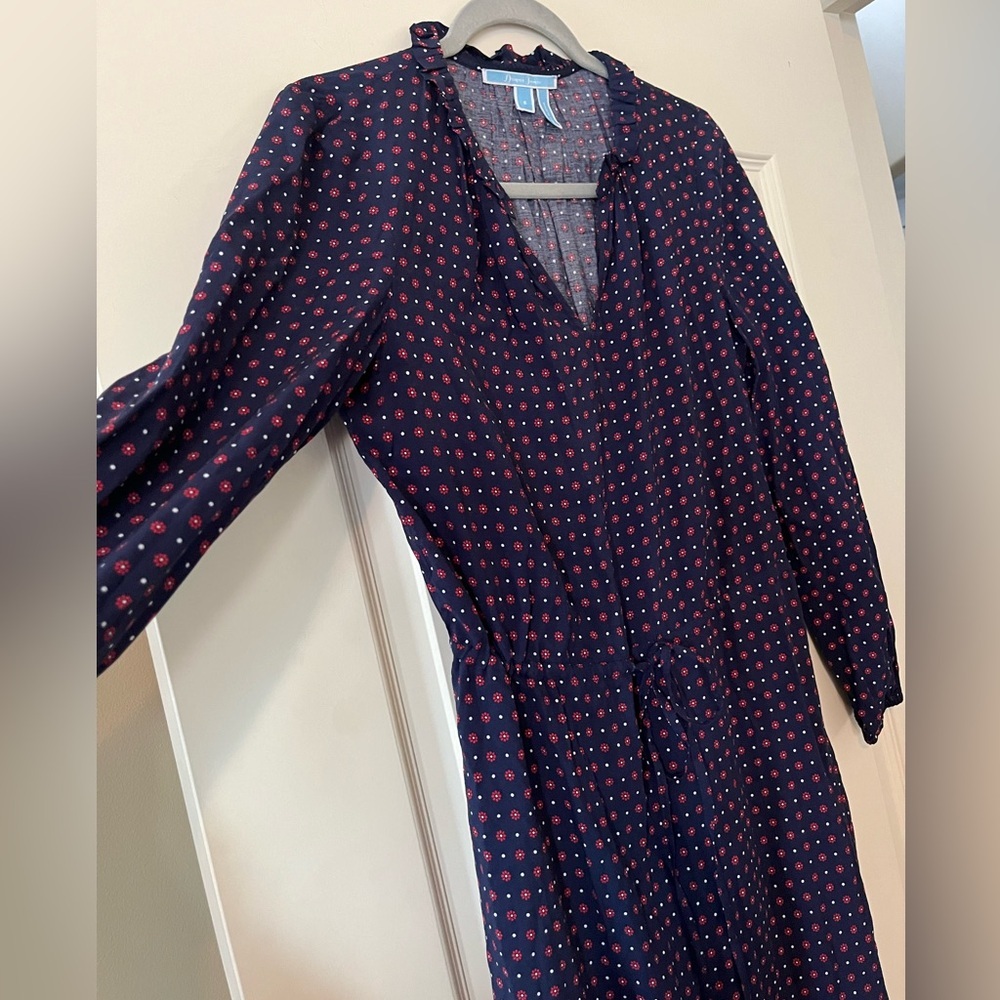Draper James Navy with Red Flower Polka Dots Dress, Rayon Women’s size Small - Picture 6 of 15